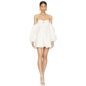 For Love & Lemons White Saint Lucia Mini Dress Womens M